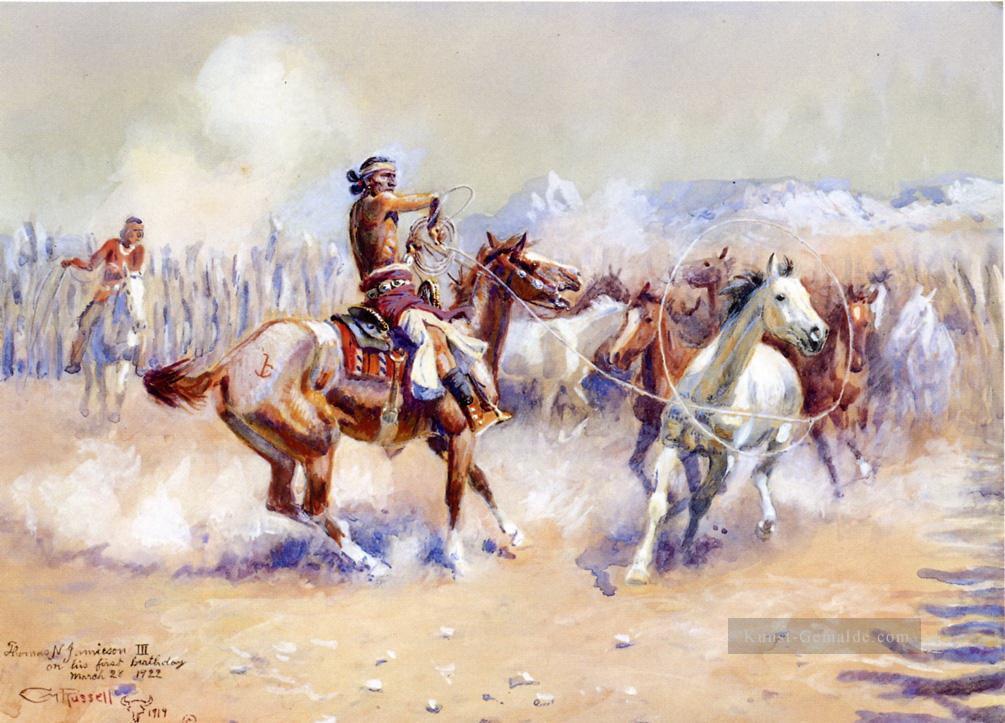 nazi wildes Pferd Jäger 1911 Charles Marion Russell Ölgemälde